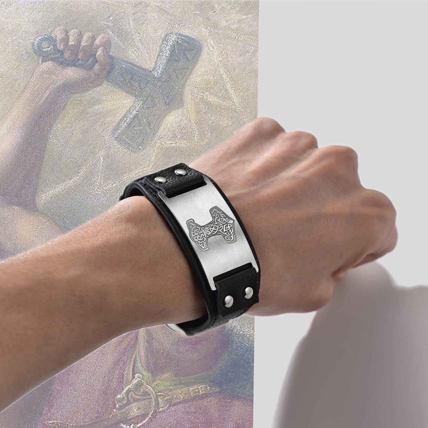 Hammer Cuff Bracelet Leather Wristband