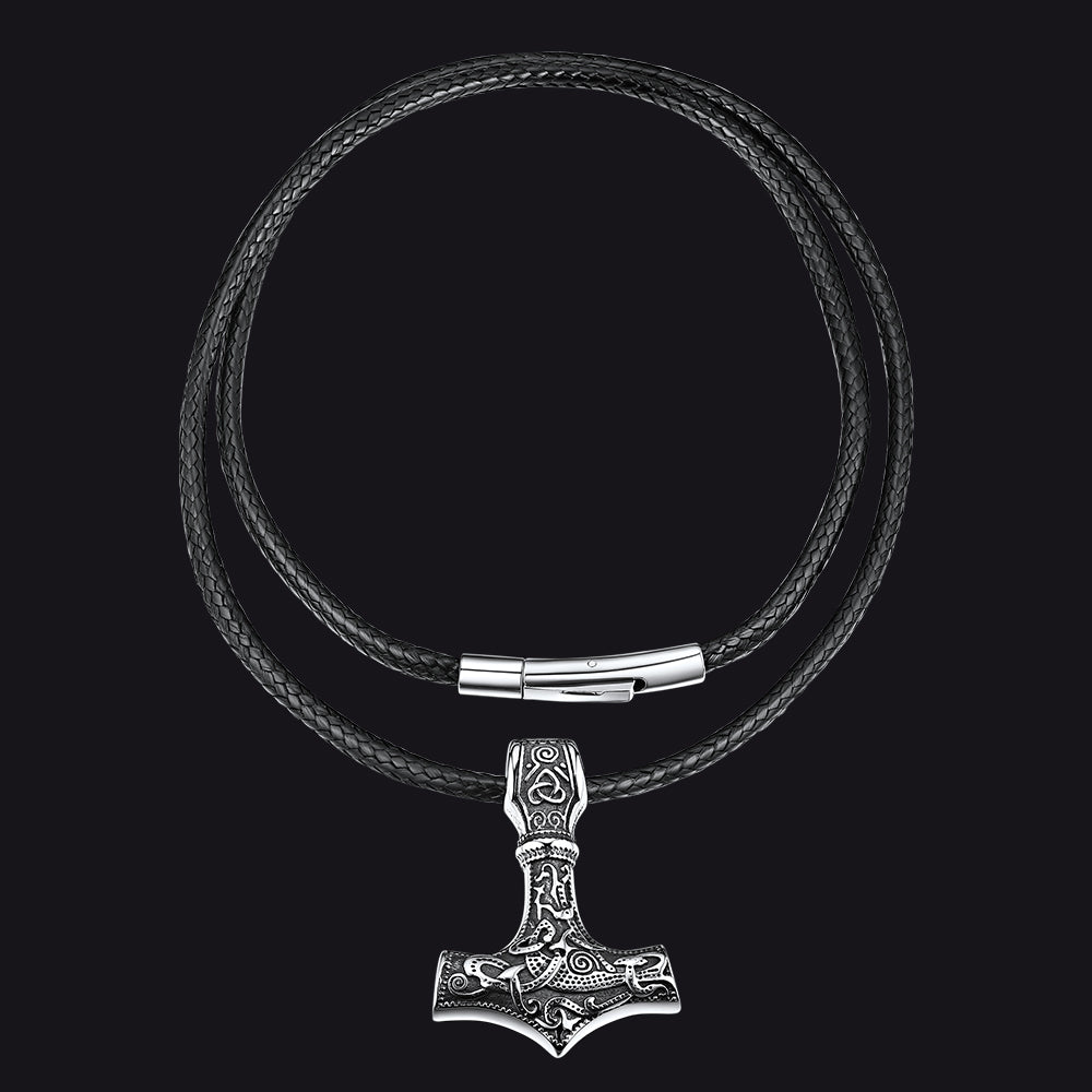 FaithHeart Viking Thor's Hammer Necklace Mjolnir Pendant for Men FaithHeart