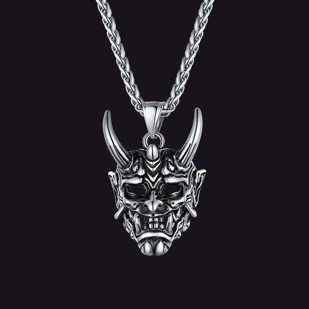 Gothic Evil Hannya Damon Mask Pendant Necklace