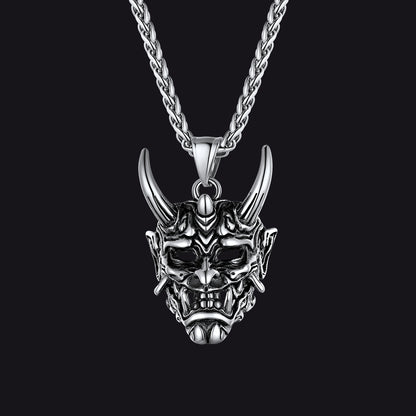 Gothic Punk Hannya Damon Mask Pendant Necklace for Men