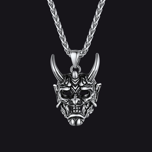 Gothic Punk Hannya Damon Mask Pendant Necklace for Men