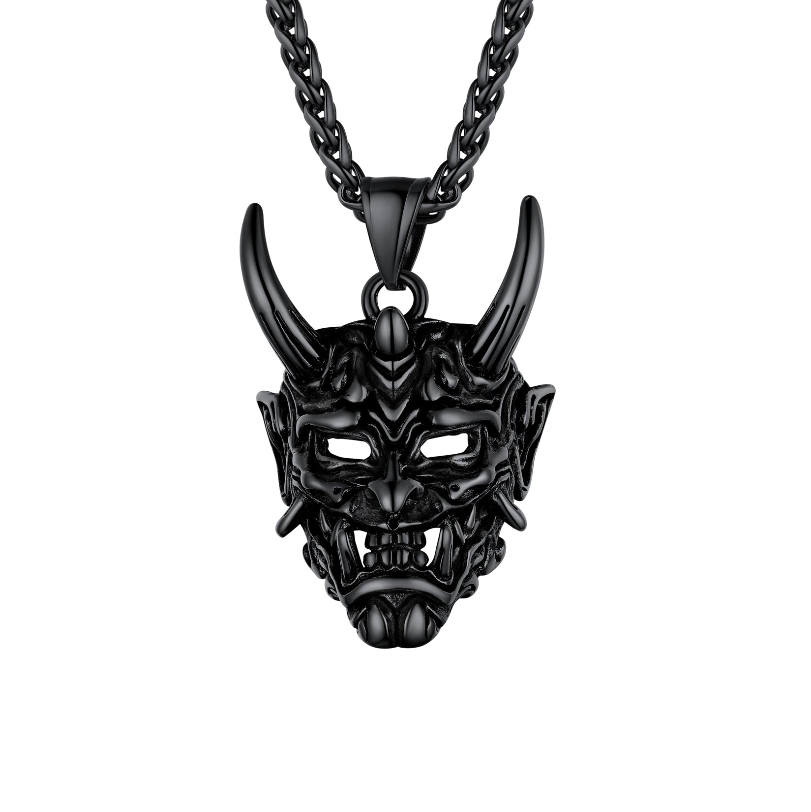 Gothic Punk Hannya Damon Mask Pendant Necklace for Men