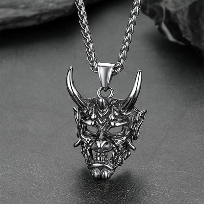 Gothic Punk Hannya Damon Mask Pendant Necklace for Men