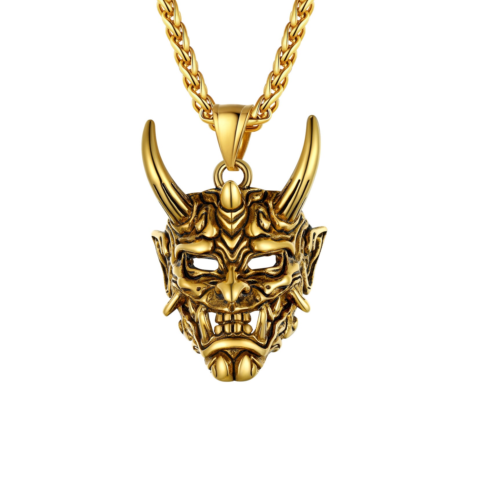 Gothic Punk Hannya Damon Mask Pendant Necklace for Men