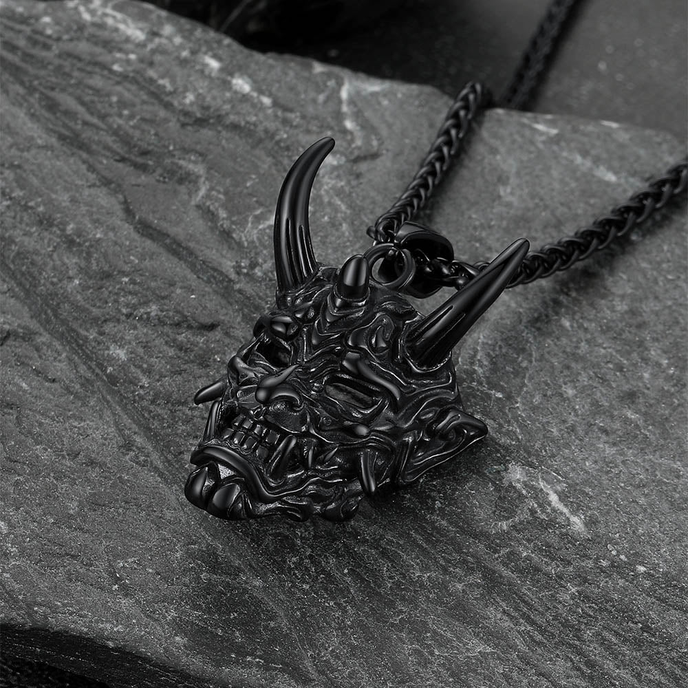 Gothic Punk Hannya Damon Mask Pendant Necklace for Men