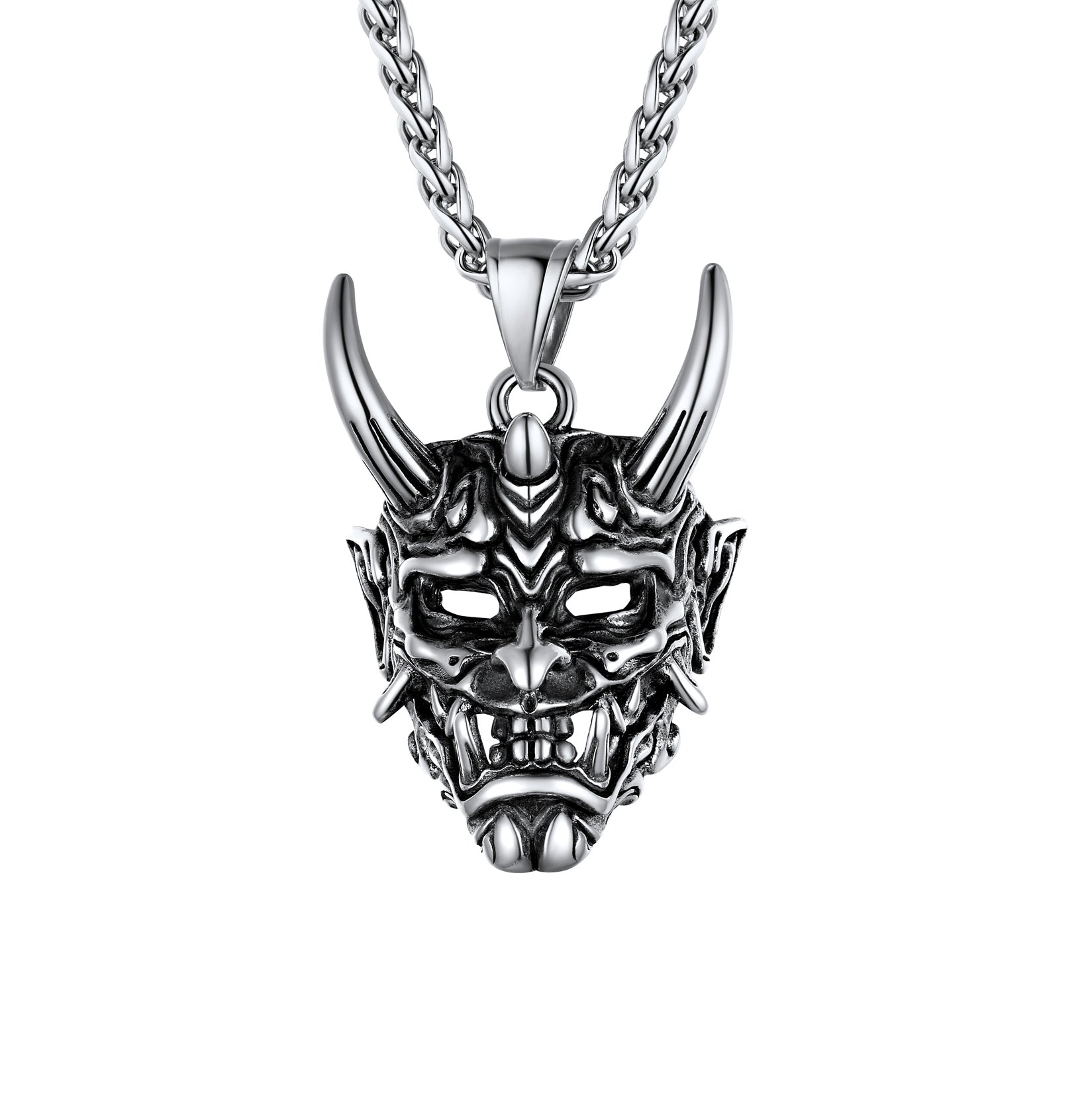 Gothic Punk Hannya Damon Mask Pendant Necklace for Men