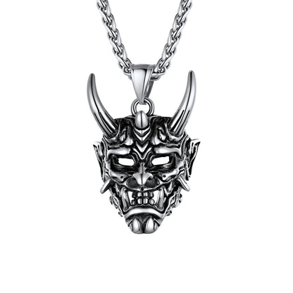 Gothic Punk Hannya Damon Mask Pendant Necklace for Men