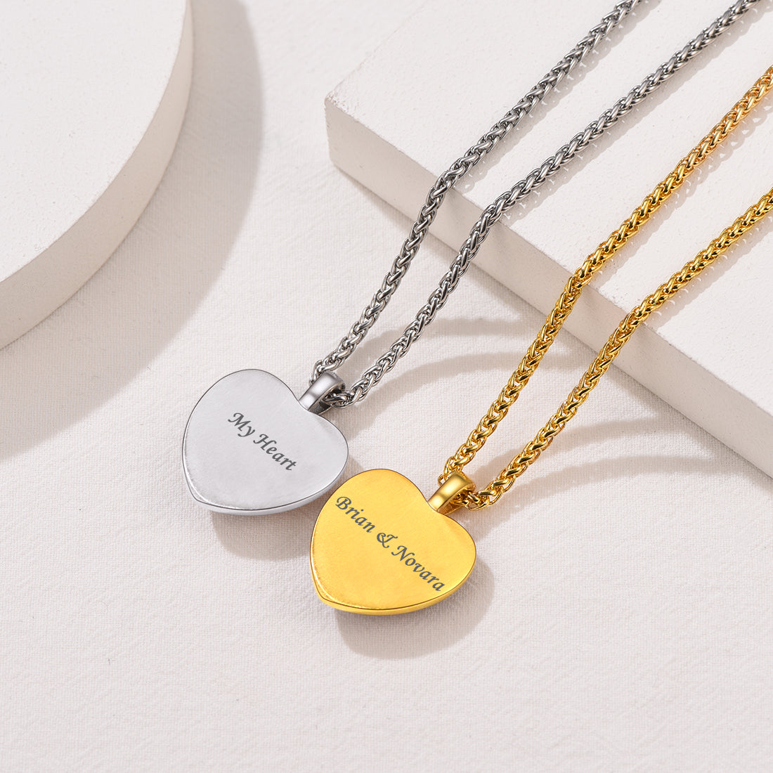 Personalized Heart Photo Memorial Necklace for Couple