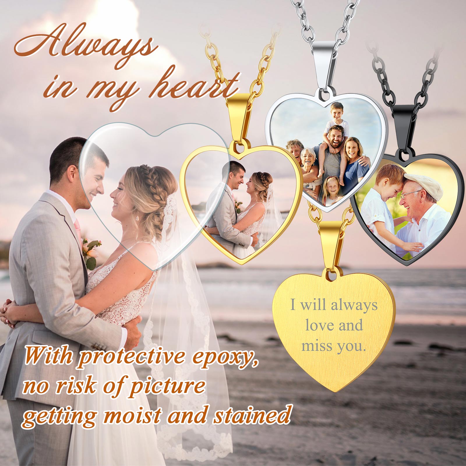 Custom Heart Shape Photo Necklace Lover Gift