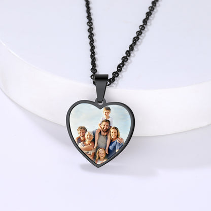 Custom Heart Shape Photo Necklace Lover Gift