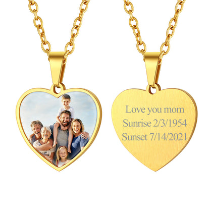 Custom Heart Shape Photo Necklace Lover Gift