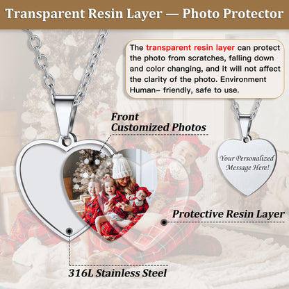 Custom Heart Shape Photo Necklace Lover Gift