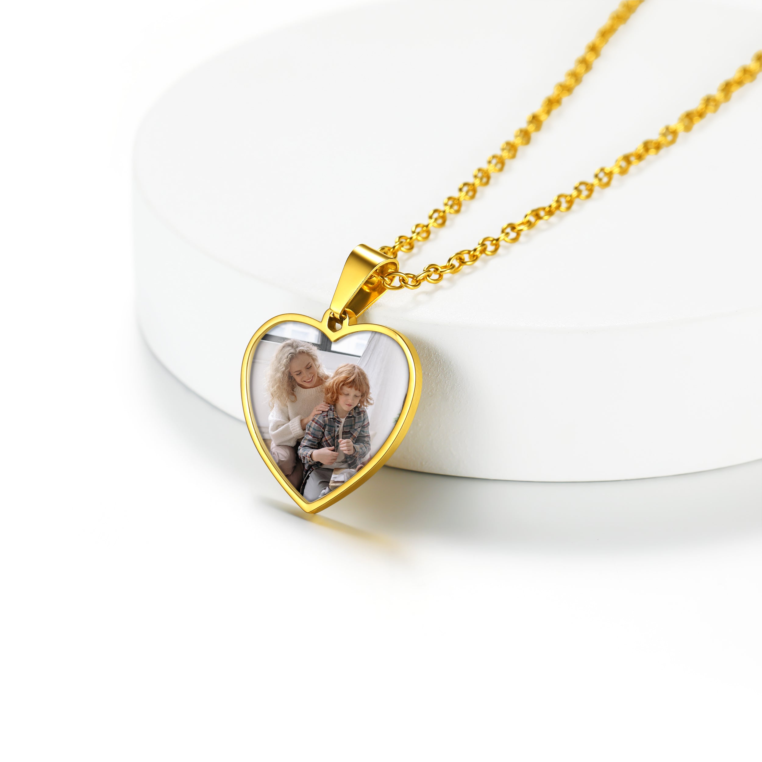 Custom Heart Shape Photo Necklace Lover Gift