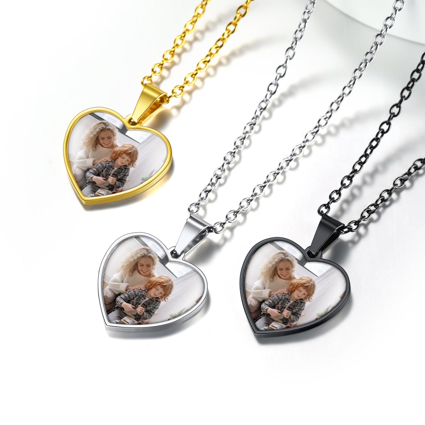Custom Heart Shape Photo Necklace Lover Gift