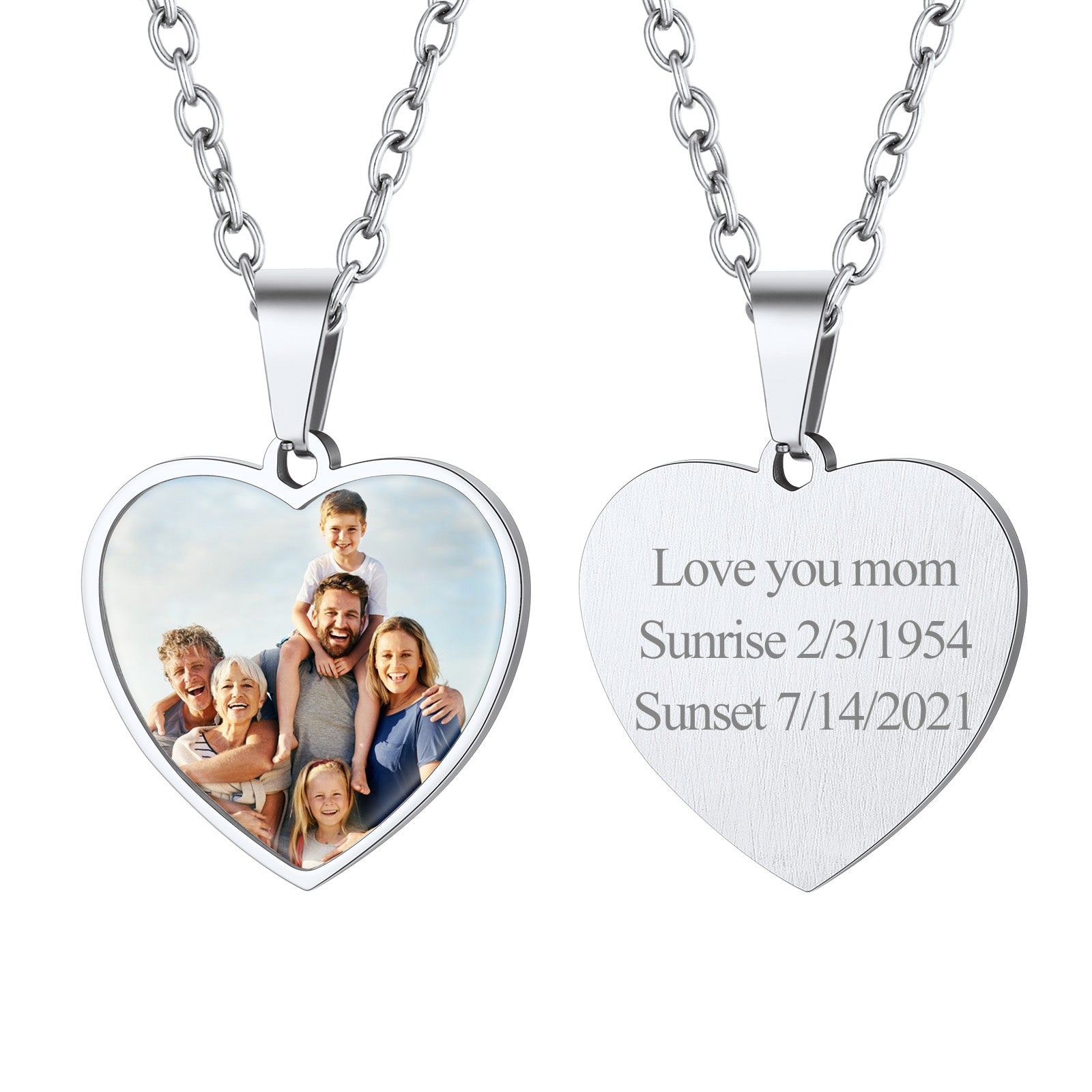 Custom Heart Shape Photo Necklace Lover Gift