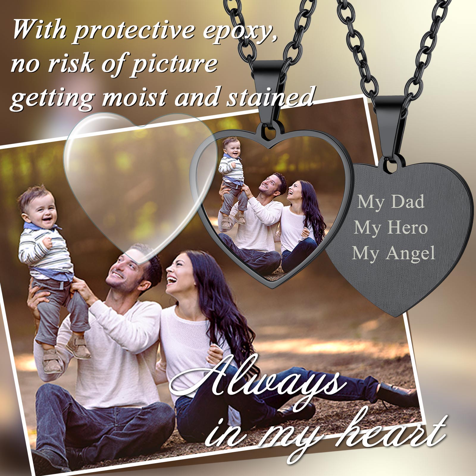 Custom Heart Shape Photo Necklace Lover Gift