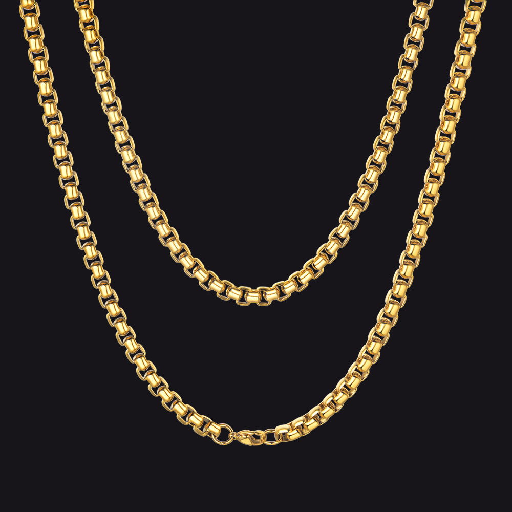 Hollow Rolo Box Link Chain Necklace 3 6mm Width