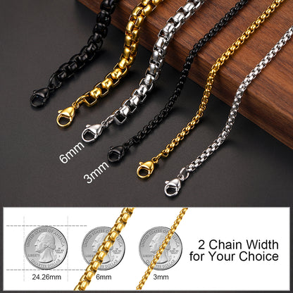 Hiphop Link Chain Necklace for Men, 3/6MM Wide