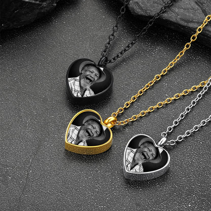 Custom Heart Shaped Urn Picture Pendant Necklaces for Ashes