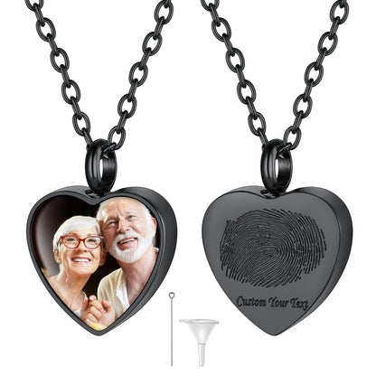 Custom Heart Shaped Urn Picture Pendant Necklaces for Ashes