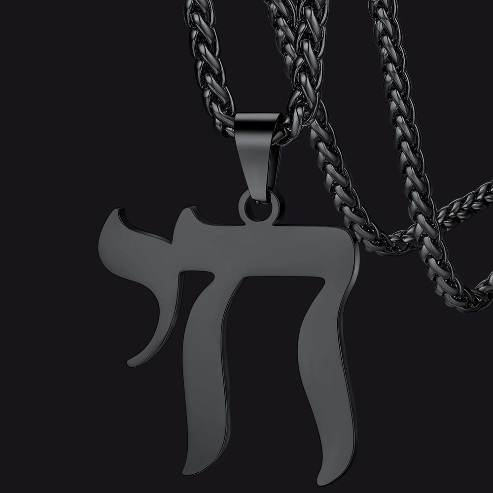 Hebrew Chai Letters Amulet Pendant For Men