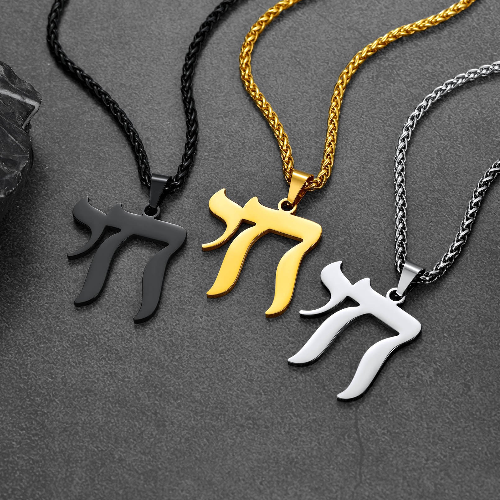 Hebrew Chai Letters Amulet Pendant For Men