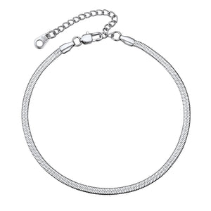 Herringbone Flat Chain Anklets Summer Jewelry For Women