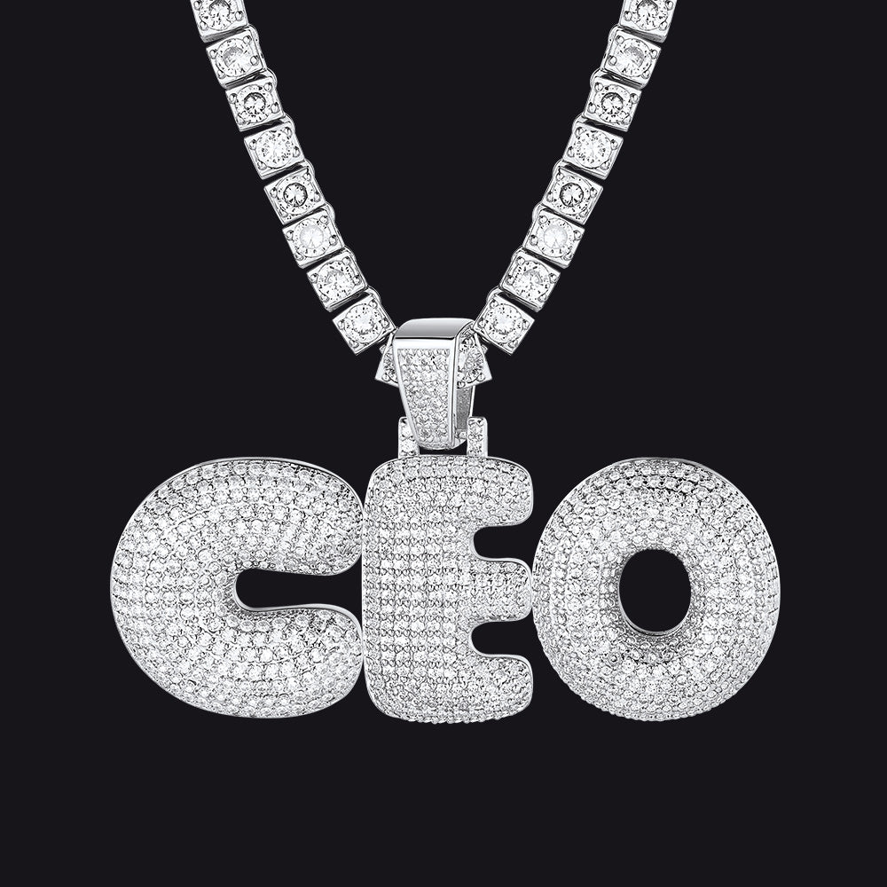 Hip Hop CZ Custom 3 Initials Letter Pendant for Men