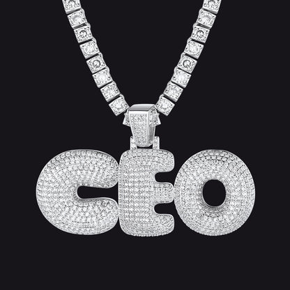 Hip Hop CZ Custom 3 Initials Letter Pendant for Men