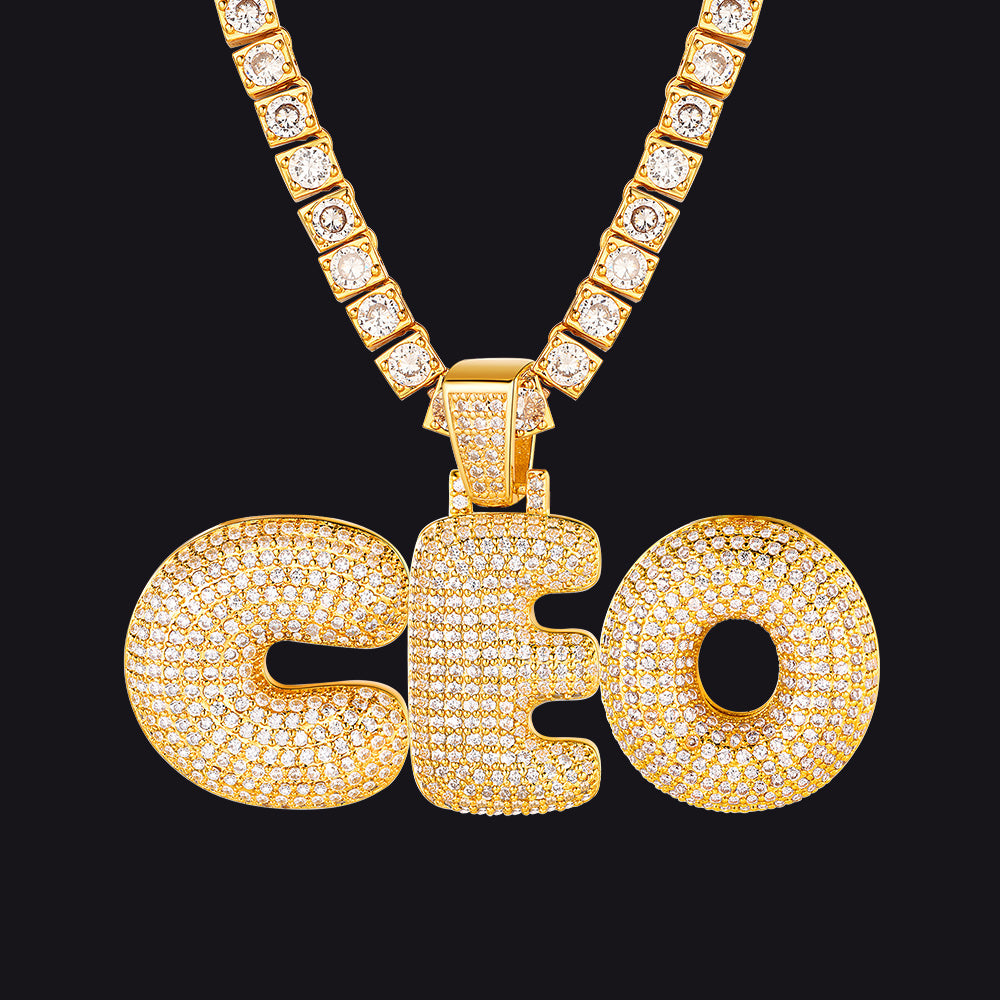 Hip Hop CZ Custom 3 Initials Letter Pendant for Men