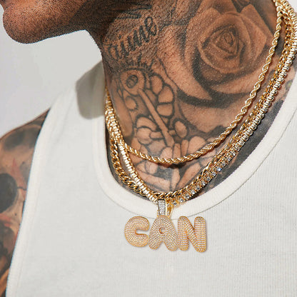 Hip Hop CZ Custom 3 Initials Letter Pendant for Men