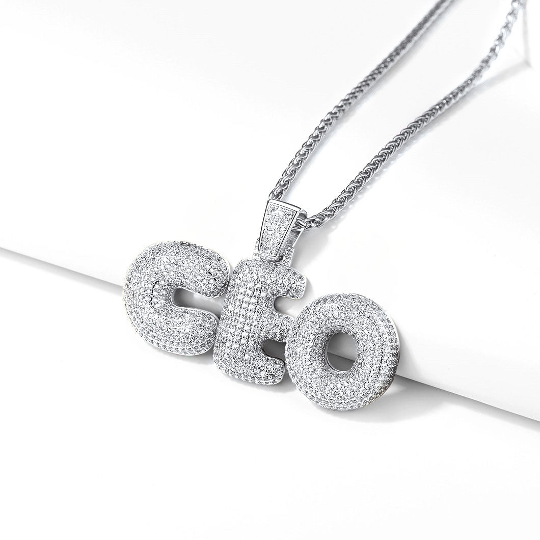 Hip Hop CZ Custom 3 Initials Letter Pendant for Men
