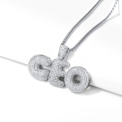 Hip Hop CZ Custom 3 Initials Letter Pendant for Men
