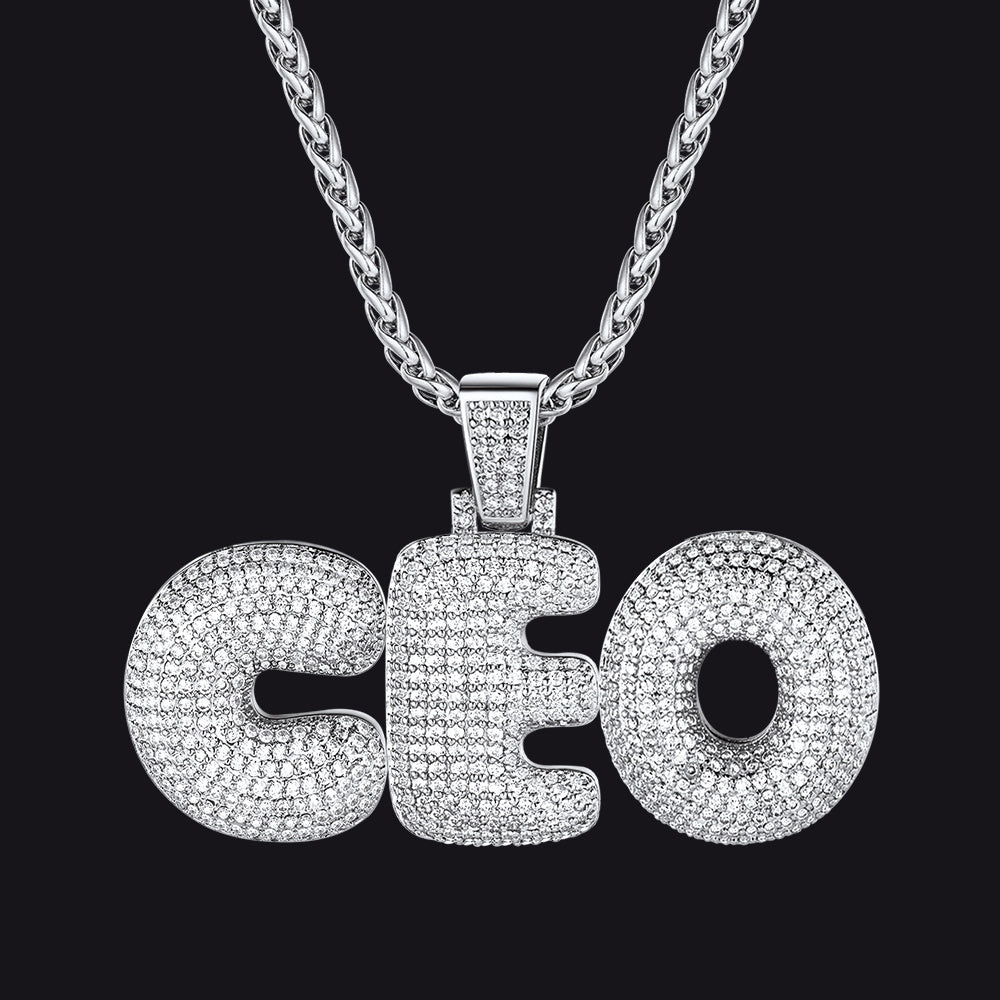 Hip Hop CZ Custom 3 Initials Letter Pendant for Men