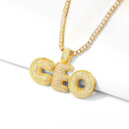 Hip Hop CZ Custom 3 Initials Letter Pendant for Men
