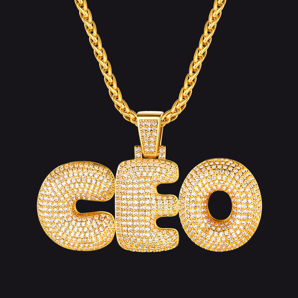 Hip Hop CZ Custom 3 Initials Letter Pendant for Men