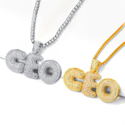 Hip Hop CZ Custom 3 Initials Letter Pendant for Men