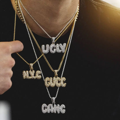 Hip Hop CZ Custom 3 Initials Letter Pendant for Men