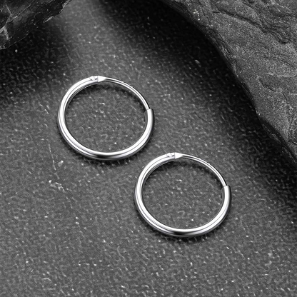 Classic Sterling Silver Hollow Hoop Earrings for Men Women