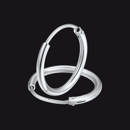 Classic Sterling Silver Hollow Hoop Earrings for Men Women