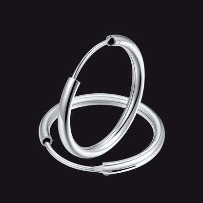 Classic Sterling Silver Hollow Hoop Earrings for Men Women