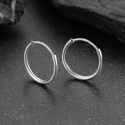 Classic Sterling Silver Hollow Hoop Earrings for Men Women