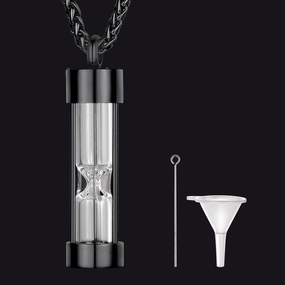 Hourglass Urn Necklace for Ashes Cremation Keepsakes for Women Men