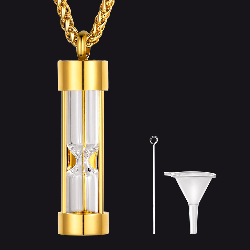 Hourglass Urn Necklace for Ashes Cremation Keepsakes for Women Men