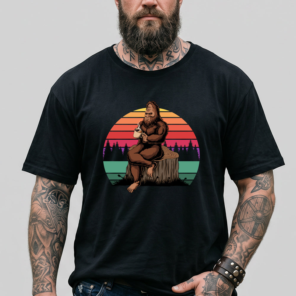 Funny Bigfoot Shirt Sasquatch Believe in Coffee Gift for Men Dad