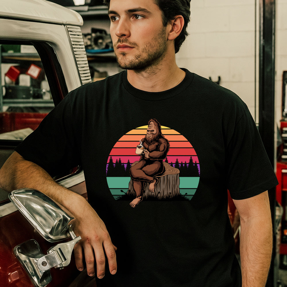 Funny Bigfoot Shirt Sasquatch Believe in Coffee Gift for Men Dad husband boyfriends