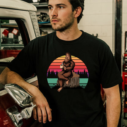 Funny Bigfoot Shirt Sasquatch Believe in Coffee Gift for Men Dad husband boyfriends