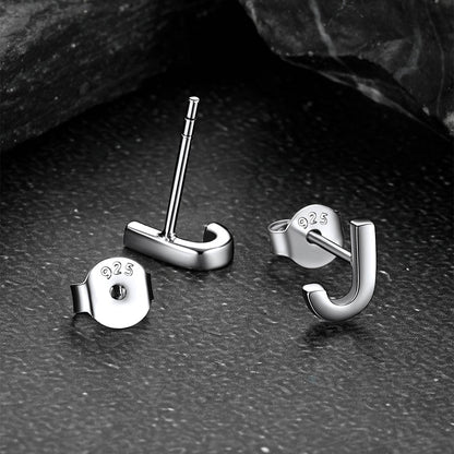 Sterling Silver Tiny A-Z Initial Letter Stud Earrings for Women Baby Men