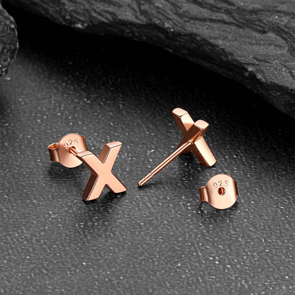 Sterling Silver Tiny A-Z Initial Letter Stud Earrings for Women Baby Men