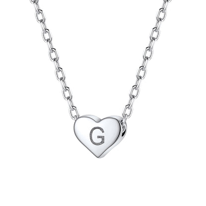 Initial G Heart Charm Necklace in Sterling Silver